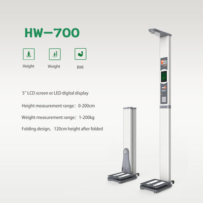 Blue Ultrasonic Body Height and Weight Scale Folding Design for Accurate Measurements