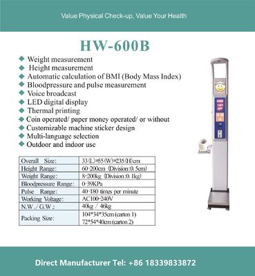 Convenient and Accurate Coin-Operated Hospital Weighing Scale with Height Measurement