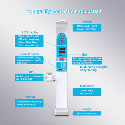 LED Display Folding Weighing Machine for Ultrasonic Coin-Operated Height Weight Scale