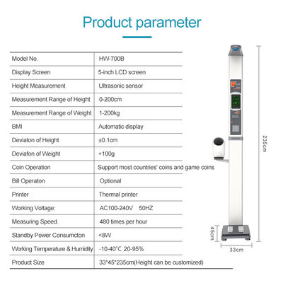 Accurate Ultrasonic Height Weight Scale with BMI Calculation and Precision Sensor