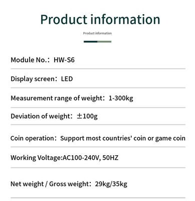 100-240VAC Power Supply Coin Operated Luggage Weight Scale for Easy Weight Management