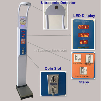 200Kg Coin Operated Electronic Human Weight Height Measuring Machine with Steel Body