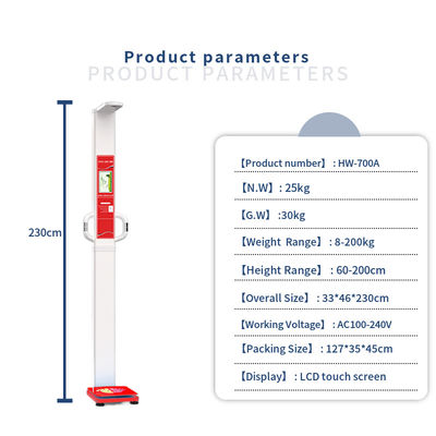 Ultrasonic Probe Professional Fully Automatic Height and Weight Fat Measurement Scale