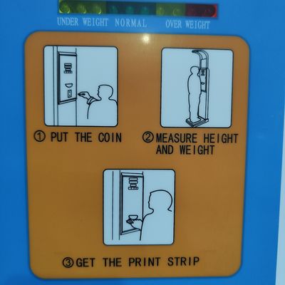 Coin Operated Height Weight BMI Machine for Weight Range 1-200kg and Height Range 0-200cm
